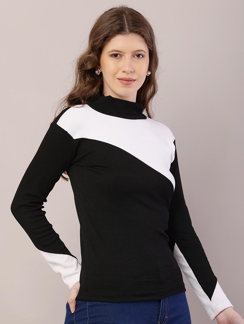 women color block long sleeve top - 21700939 - Standard Image - 2