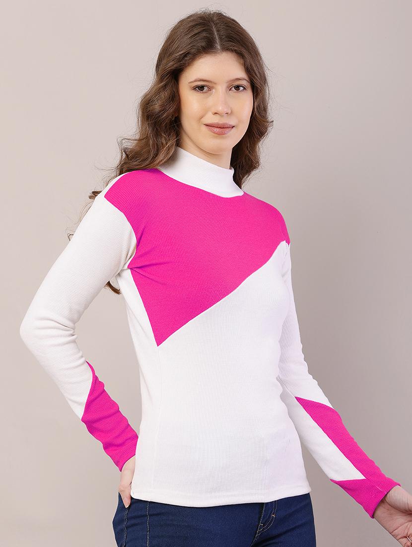 women color block long sleeve top - 21700944 - Standard Image - 2