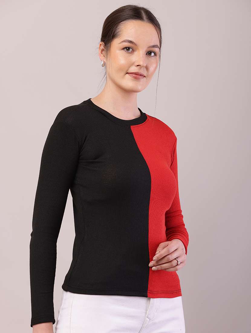 women color block long sleeve top - 21700954 -  Standard Image - 2