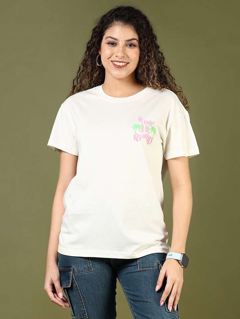 women front & back print round neck t-shirt - 21701005 -  Standard Image - 2