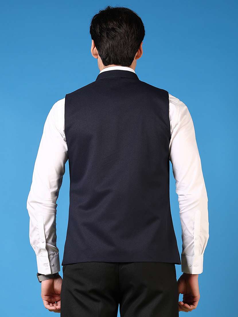 men mandarin neck regular fit nehru jacket - 21701015 -  Standard Image - 2
