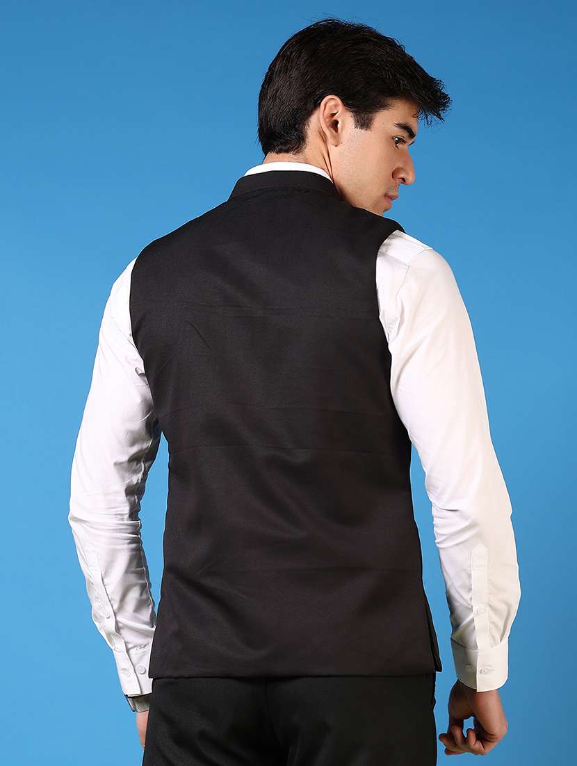 men mandarin neck regular fit nehru jacket - 21701016 -  Standard Image - 2