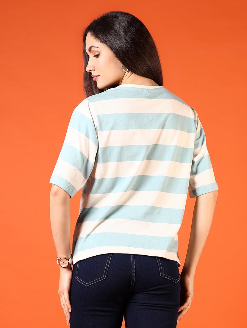 women striped short sleeve t-shirt - 21701038 - Standard Image - 2