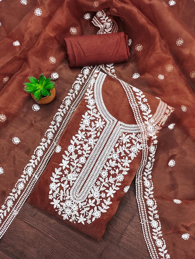women embroidered 3-piece unstitched dress material - 21701247 - Standard Image - 2