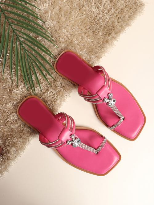 pink synthetic slip on sandals - 21701525 - Standard Image - 0