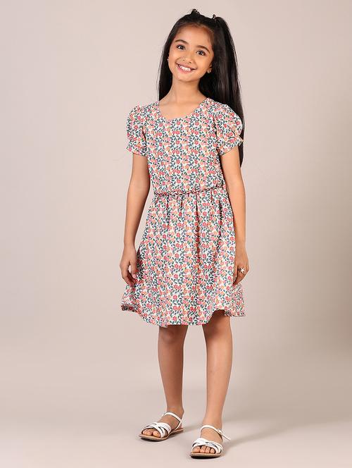 girls printed round neck frock - 21701604 - Standard Image - 0