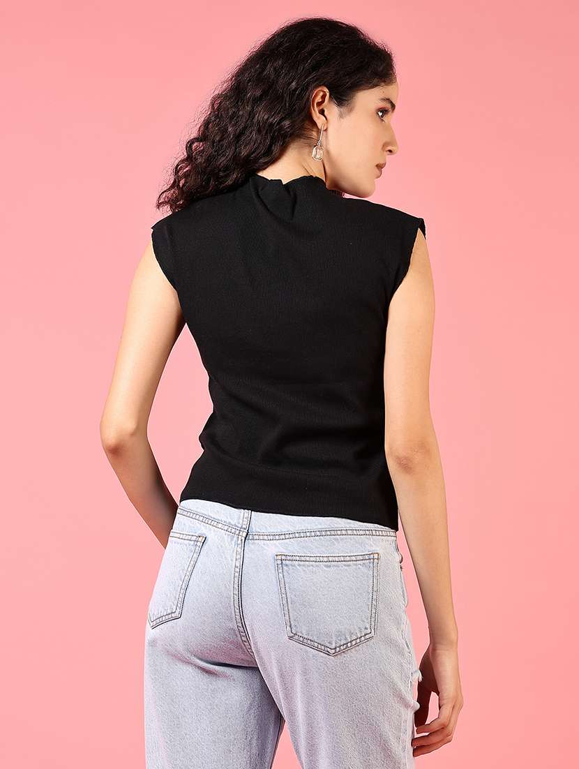 women black solid sleeveless top - 21701615 -  Standard Image - 2