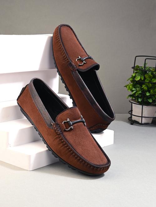 brown synthetic slip on loafers - 21701836 -  Standard Image - 0