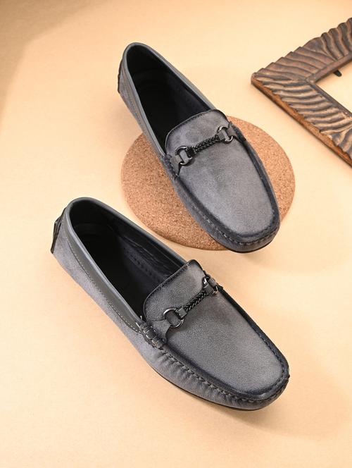 grey synthetic slip on loafers - 21701837 - Standard Image - 0