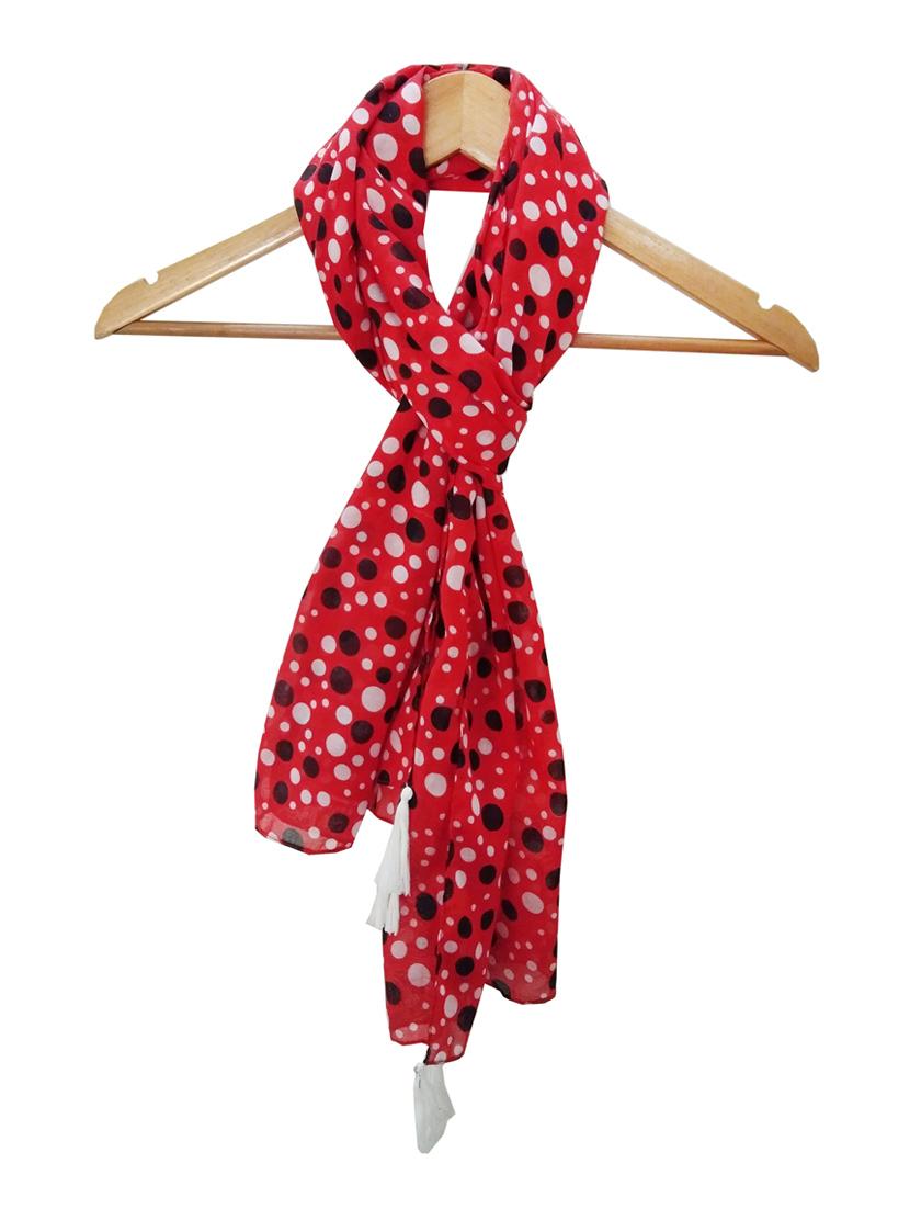 women red polka dots printed scarf - 21701841 - Standard Image - 2