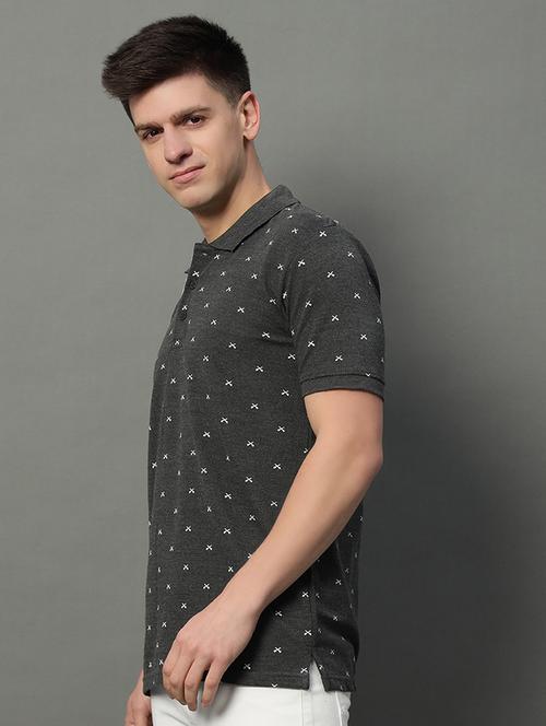 men printed short sleeve polo t-shirt - 21703115 -  Standard Image - 0