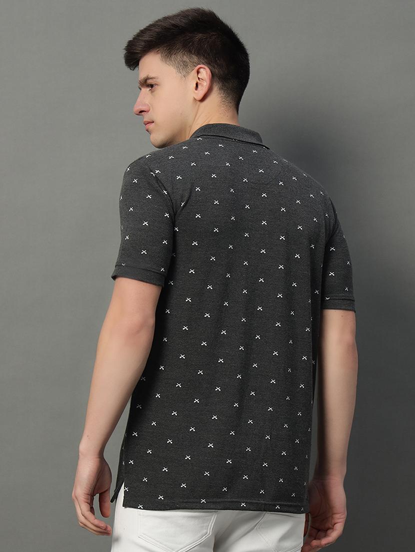 men printed short sleeve polo t-shirt - 21703115 - Standard Image - 2