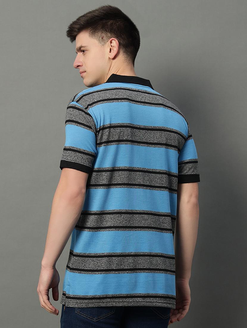 men striped short sleeve polo t-shirt - 21703121 - Standard Image - 2