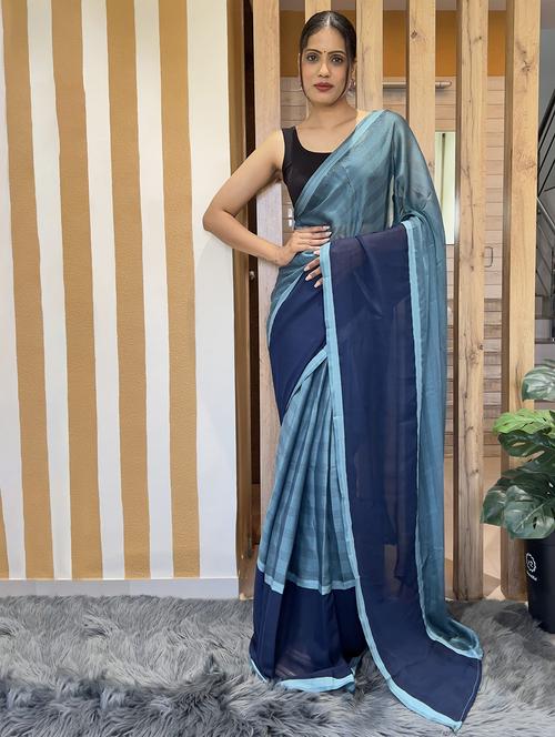 women stripes printed bordered saree with blouse - 21703226 - Standard Image - 0