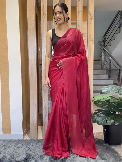women stripes embellished saree with blouse - 21703229 -  Standard Image - 0
