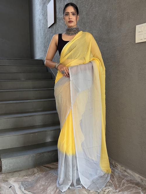 women yellow solid bordered saree with blouse - 21703252 - Standard Image - 0
