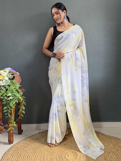 women yellow printed saree with blouse - 21703272 -  Standard Image - 0