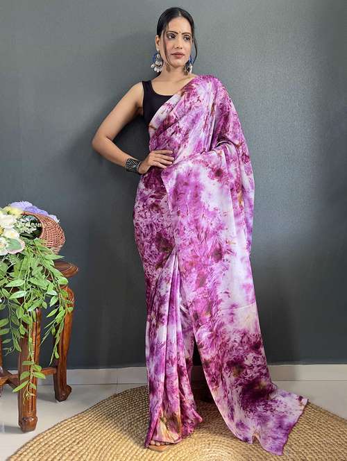 women tie & dye printed saree with blouse - 21703274 - Standard Image - 0