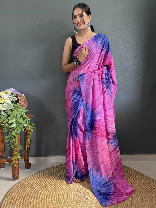 women tie & dye printed saree with blouse - 21703275 - Standard Image - 0