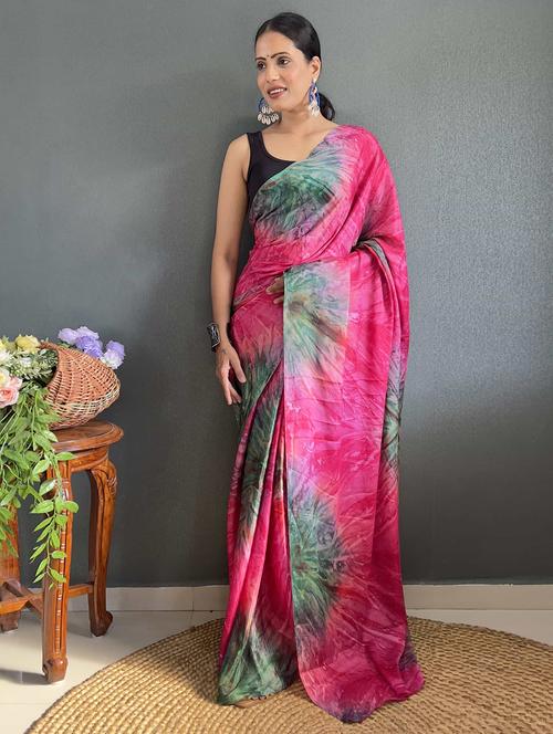women tie & dye printed saree with blouse - 21703281 -  Standard Image - 0