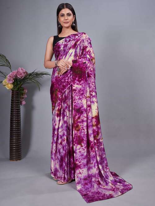 women tie & dye ready to wear saree with blouse - 21703290 - Standard Image - 0