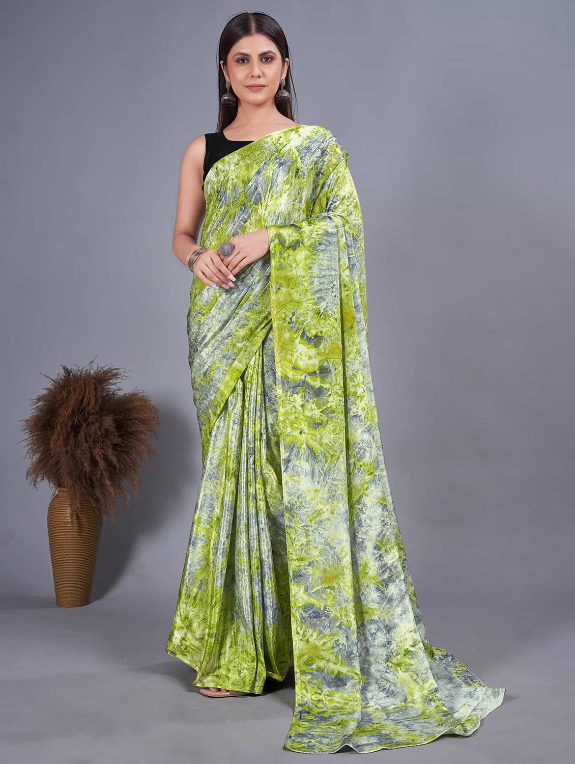 women tie & dye ready to wear saree with blouse - 21703292 - Zoom Image - 0