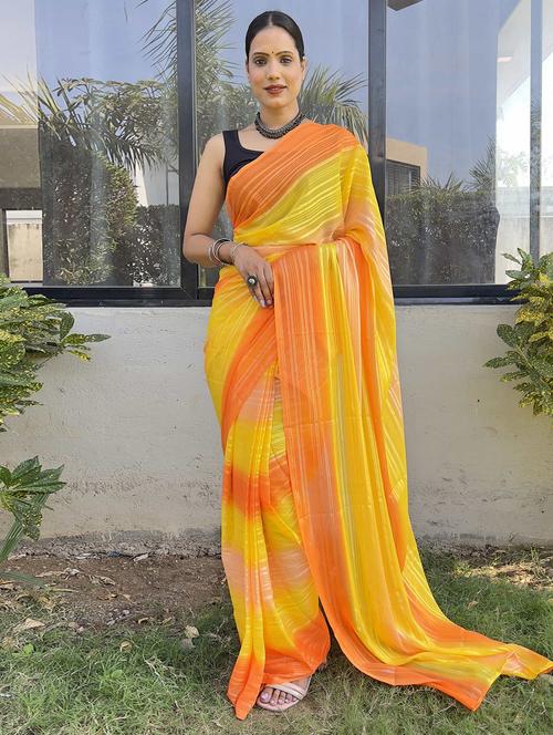 women stripes printed saree with blouse - 21703368 -  Standard Image - 0