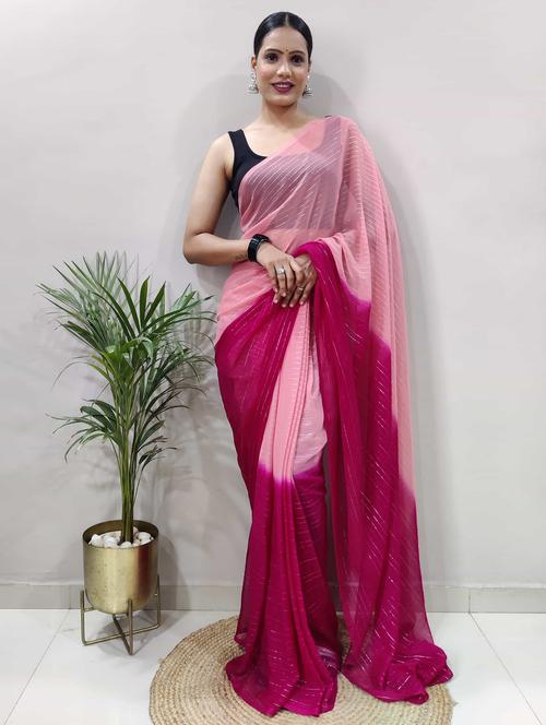 women pink ombre saree with blouse - 21703388 -  Standard Image - 0