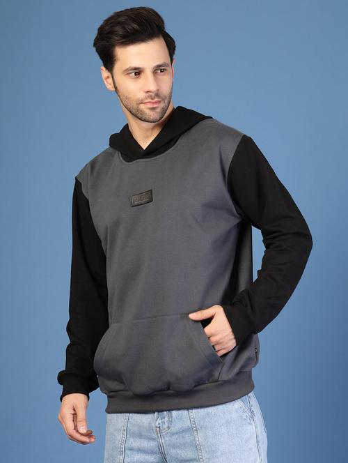 grey fleece color block sweatshirt - 21703440 - Standard Image - 0