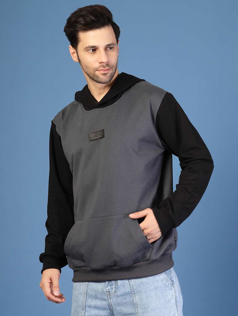 grey fleece color block sweatshirt - 21703440 - Zoom Image - 0