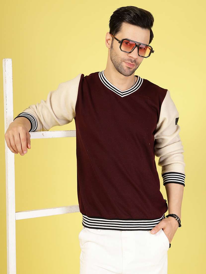 men long sleeves color block sweatshirt