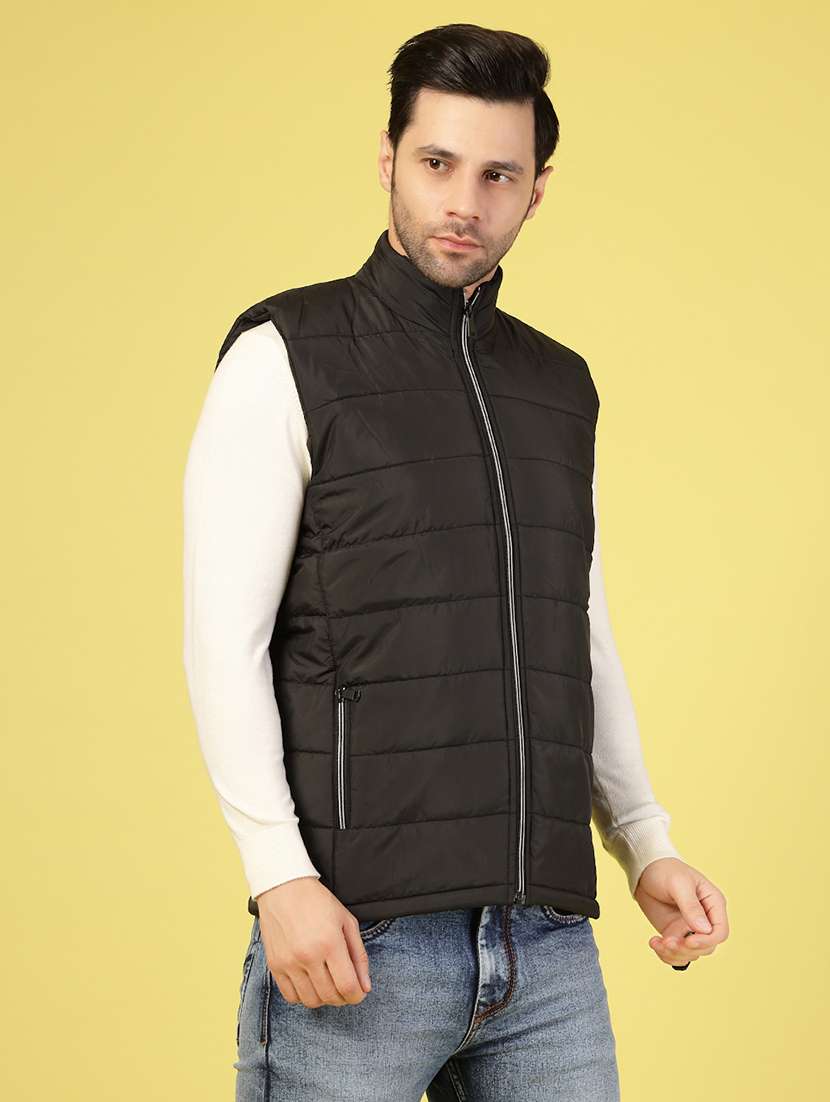 men solid sleeveless puffer jacket - 21703450 -  Standard Image - 2