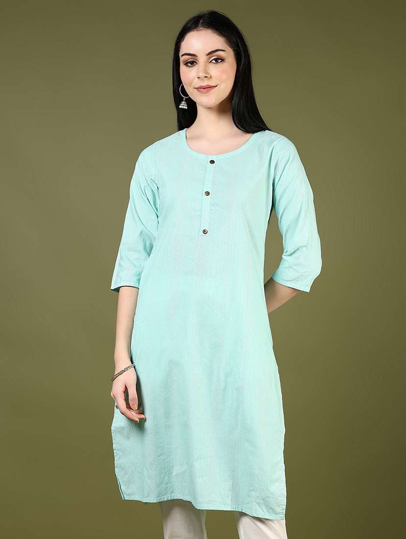 women self designed three quarter sleeve straight kurta - 21703578 - Zoom Image - 0