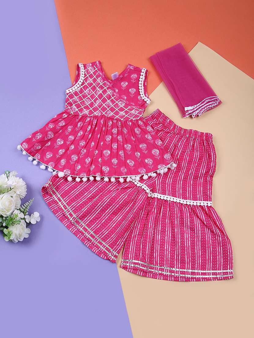 girls printed kurta and sharara set with dupatta - 21703620 - Zoom Image - 0