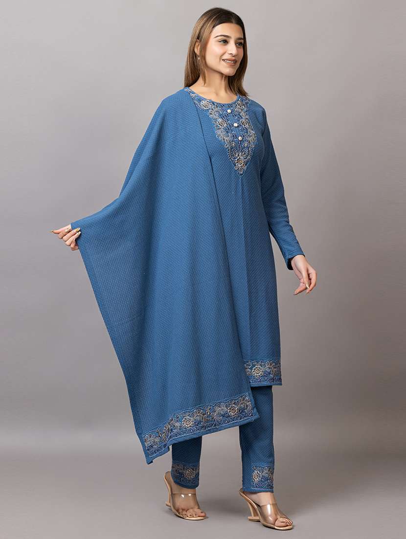 women embroidered round neck suit set - 21703795 -  Standard Image - 2