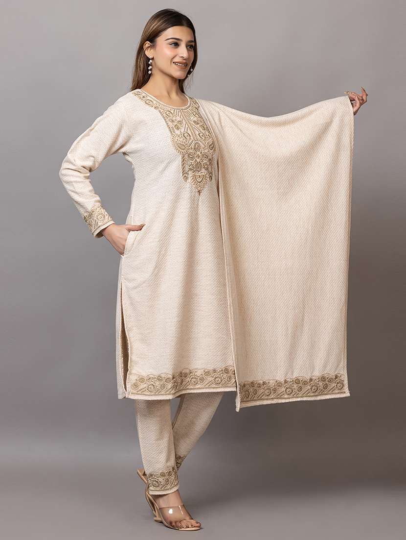 women embroidered round neck suit set - 21703799 -  Standard Image - 2