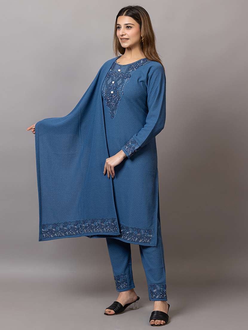 women embroidered round neck suit set - 21703801 -  Standard Image - 2