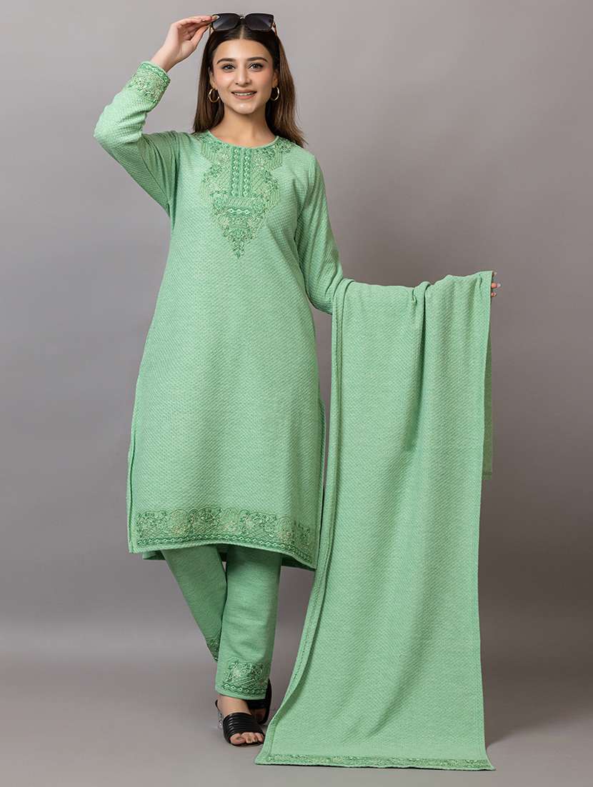 women embroidered round neck suit set - 21703806 -  Standard Image - 2