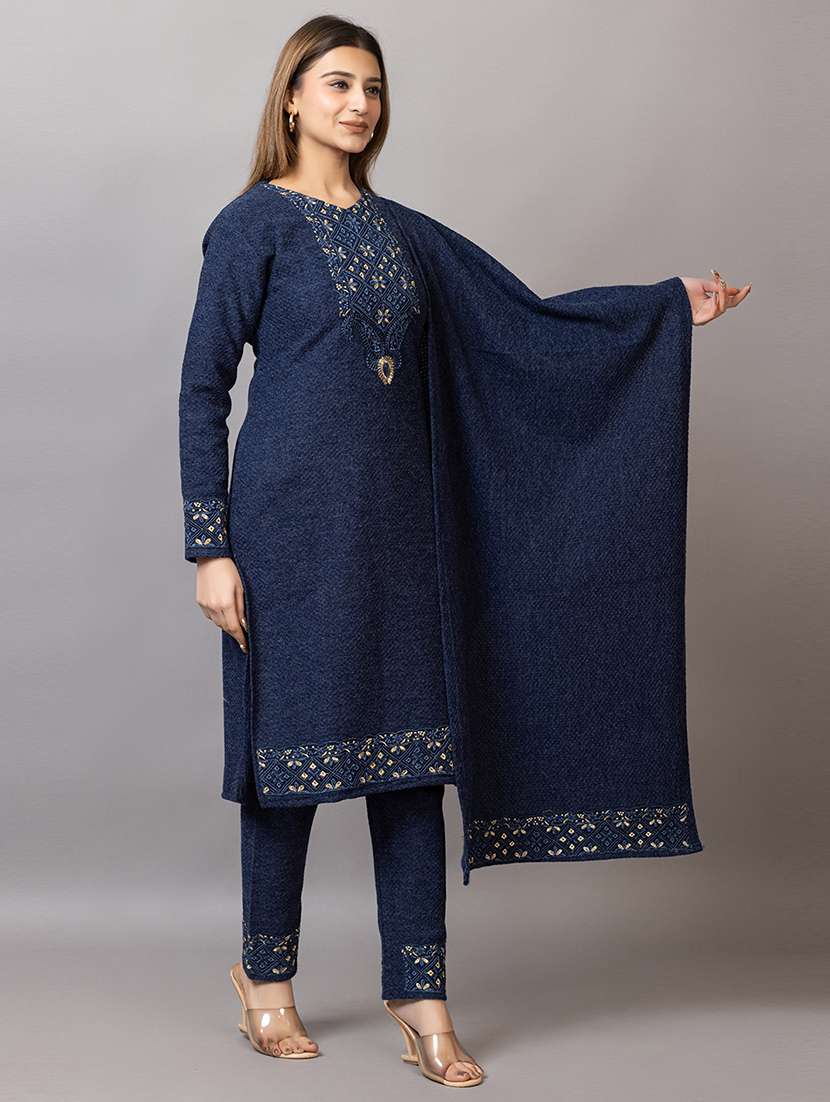 women embroidered v neck suit set - 21703807 -  Standard Image - 2