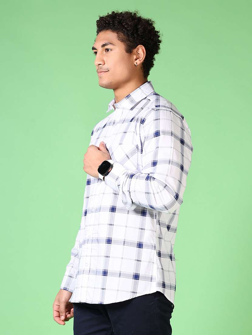 men long sleeves checkered casual shirt - 21703819 -  Standard Image - 2