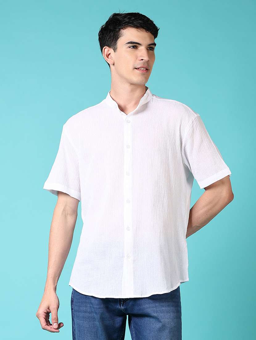 men short sleeves solid casual shirt - 21703830 - Zoom Image - 0