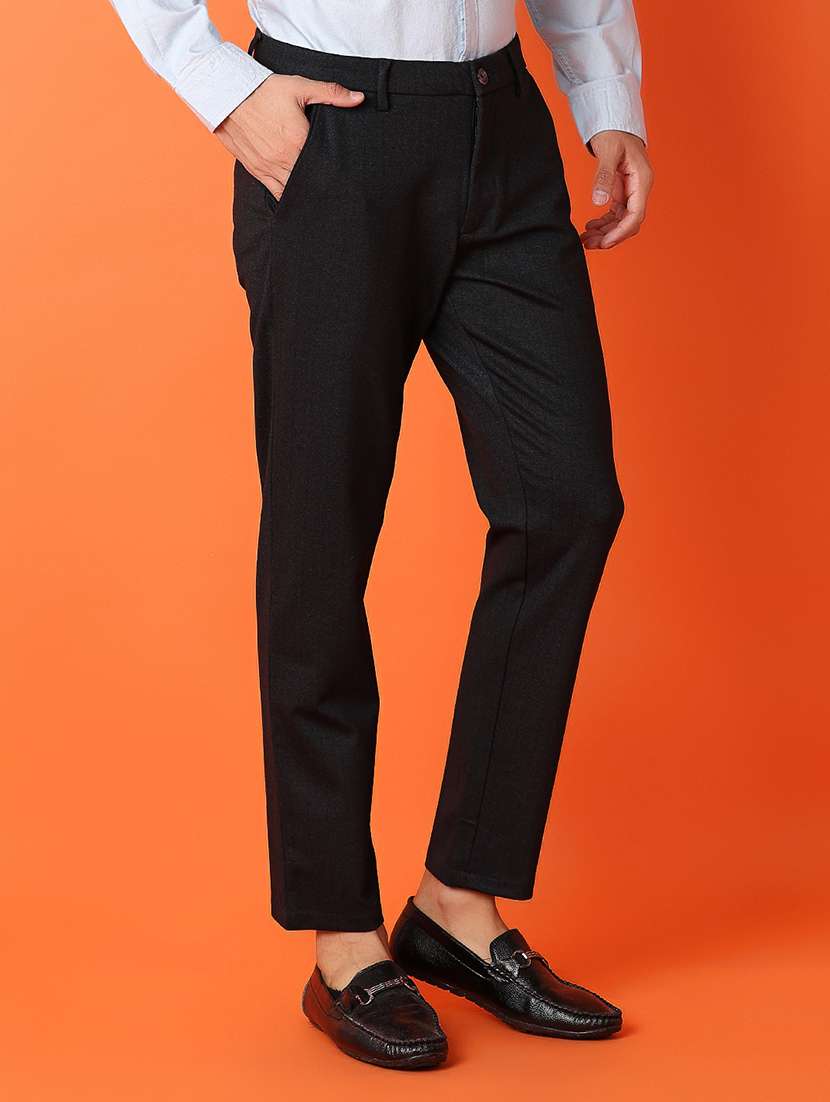 men mid rise solid flat front casual trouser - 21703832 -  Standard Image - 2