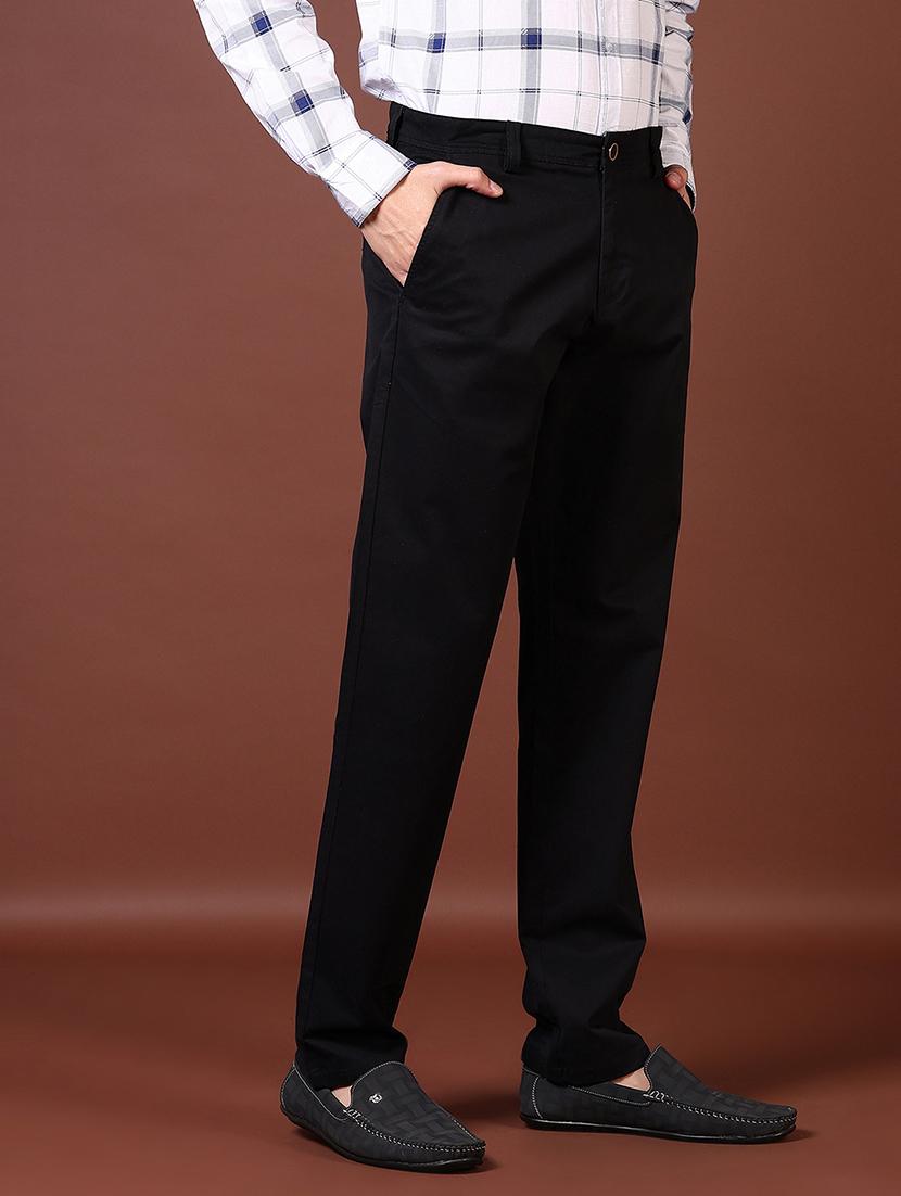 men mid rise solid flat front casual trouser - 21703842 - Standard Image - 2