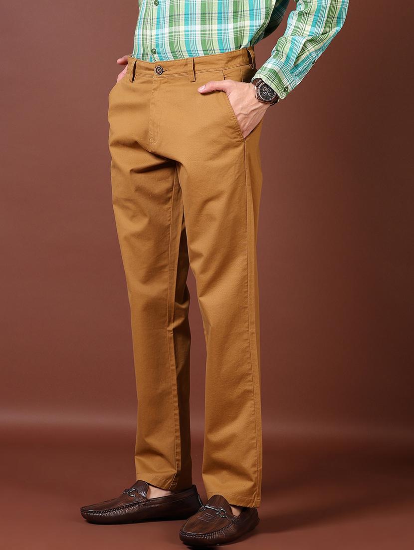 men mid rise solid flat front casual trouser - 21703845 - Standard Image - 2