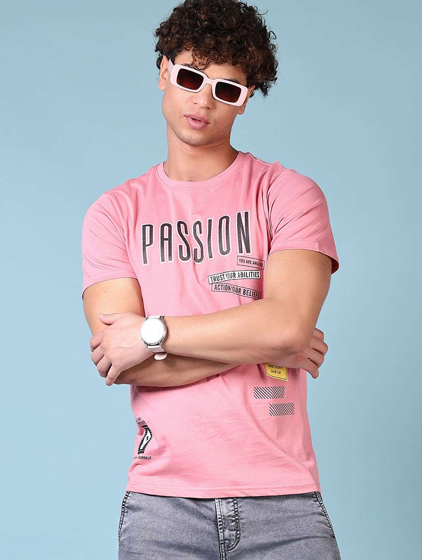 men round neck front print t-shirt