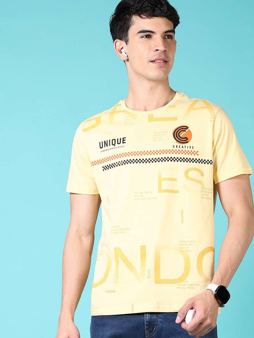 men round neck front print t-shirt
