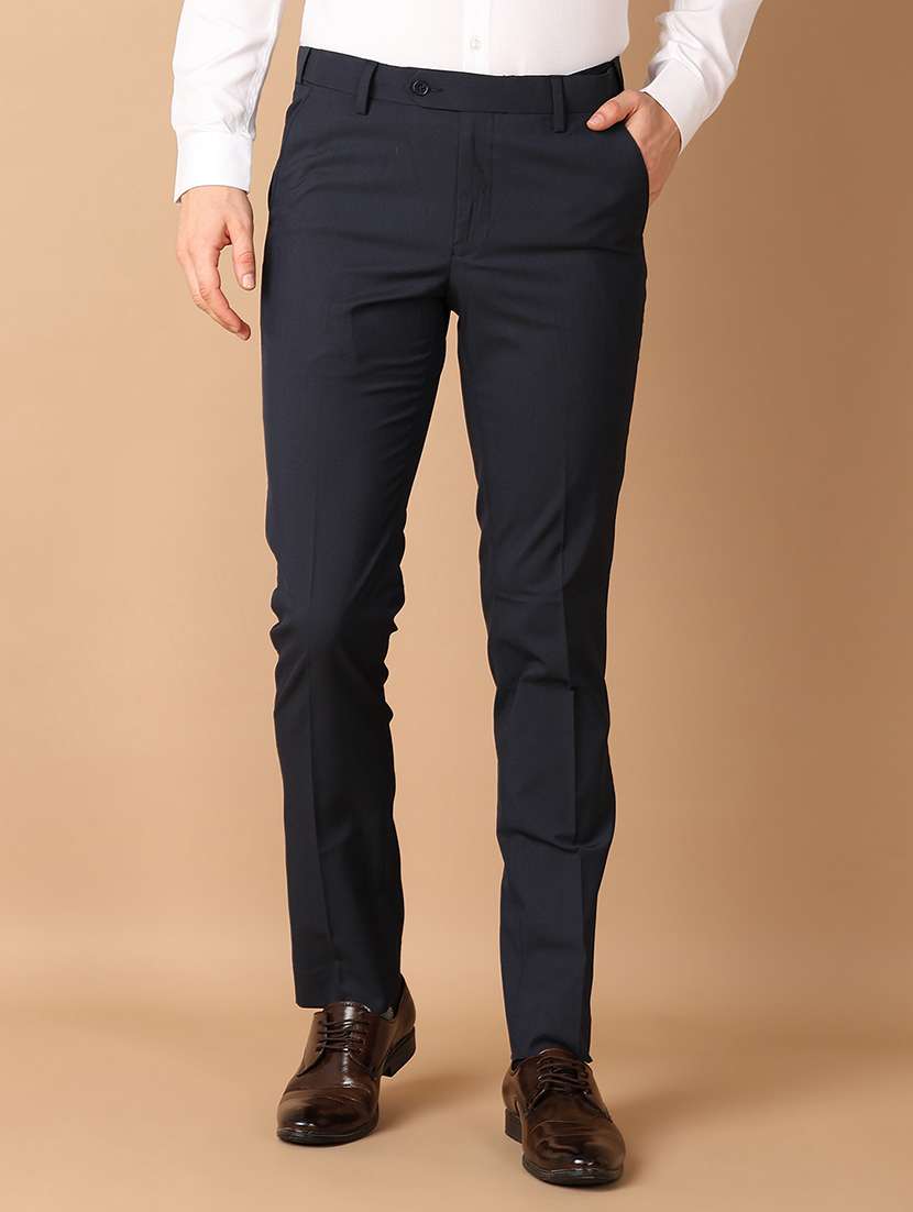 men mid rise solid flat front formal trouser