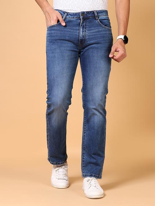 men mid rise plain straight fit jeans - 21703880 -  Standard Image - 0