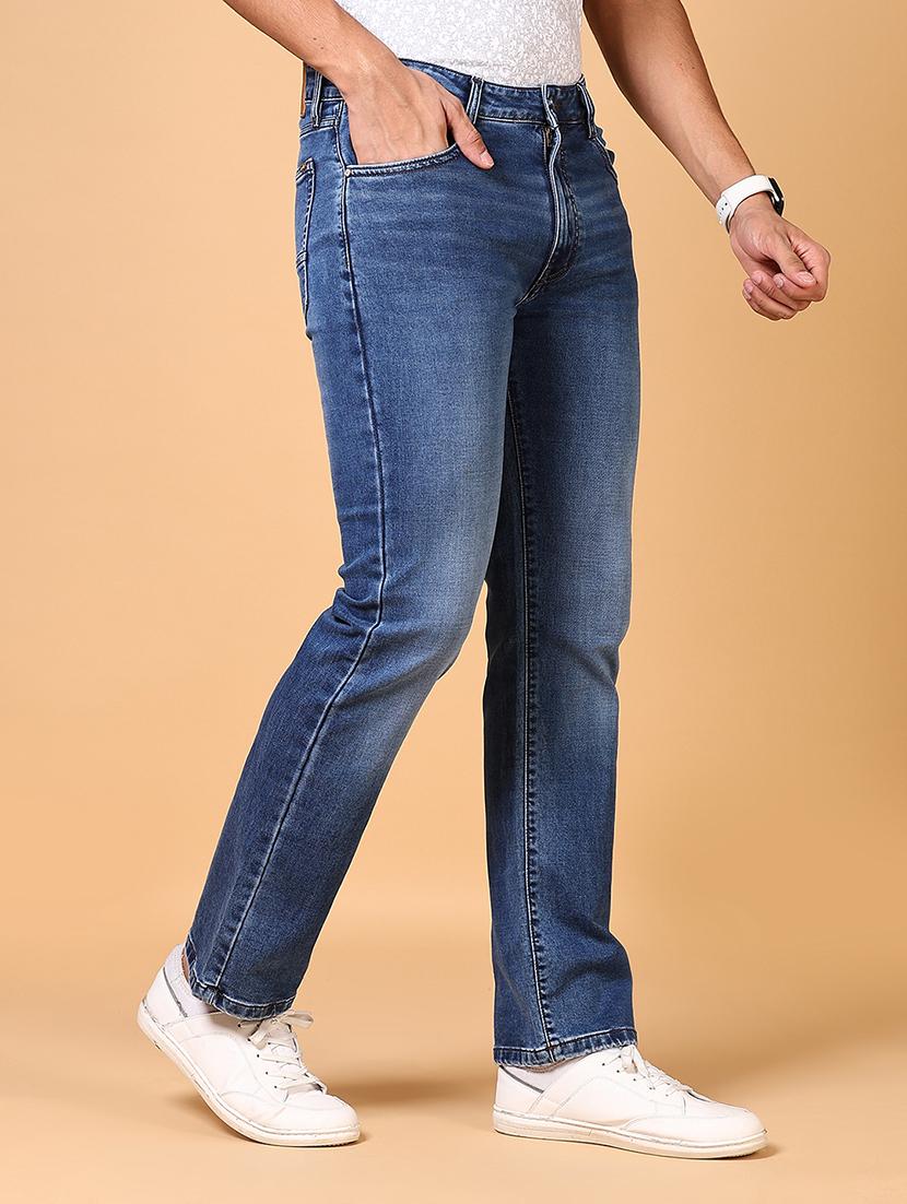 men mid rise plain straight fit jeans - 21703880 - Standard Image - 2