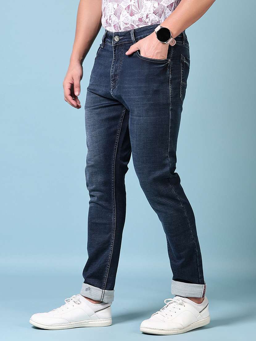 men mid rise plain slim fit jeans - 21703887 -  Standard Image - 2